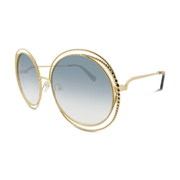 Chloe Gold Metal Frame Round Sunglasses CE114SC 838 (Ex Display) For Discount