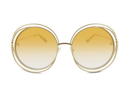 Chloe Gold Metal Frame Round Sunglasses CE114SC 837 (Ex Display) Online