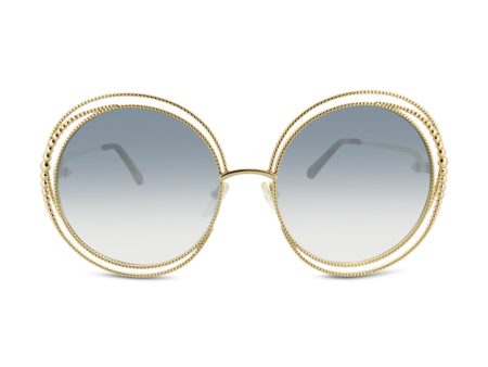 Chloe Gold Metal Frame Round Sunglasses CE114SC 838 (Ex Display) For Discount