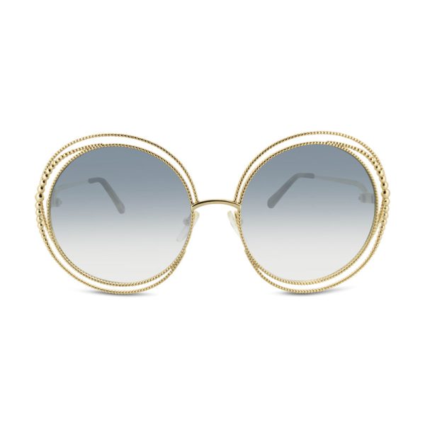 Chloe Gold Metal Frame Round Sunglasses CE114SC 838 (Ex Display) For Discount