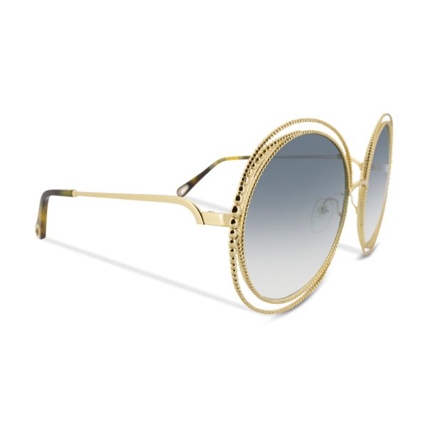 Chloe Gold Metal Frame Round Sunglasses CE114SC 838 (Ex Display) For Discount