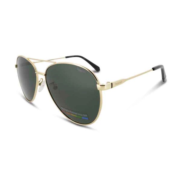 Polaroid Gold & Green Pilot Men s Sunglasses PLD 4142 (Ex Display) Cheap