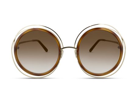 Chloe Gold Metal Frame Brown Round Sunglasses CE120S 736 (Ex Display) Online