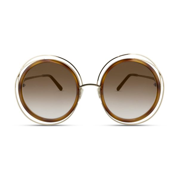 Chloe Gold Metal Frame Brown Round Sunglasses CE120S 736 (Ex Display) Online