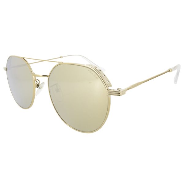 Police Gold Round Men s Sunglasses SPL 459Y (Ex Display) For Discount