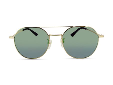 Police Gold Green Mirror Sunglasses SPL 459Y (Ex Display) Fashion