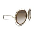 Chloe Gold Metal Frame Brown Round Sunglasses CE120S 736 (Ex Display) Online