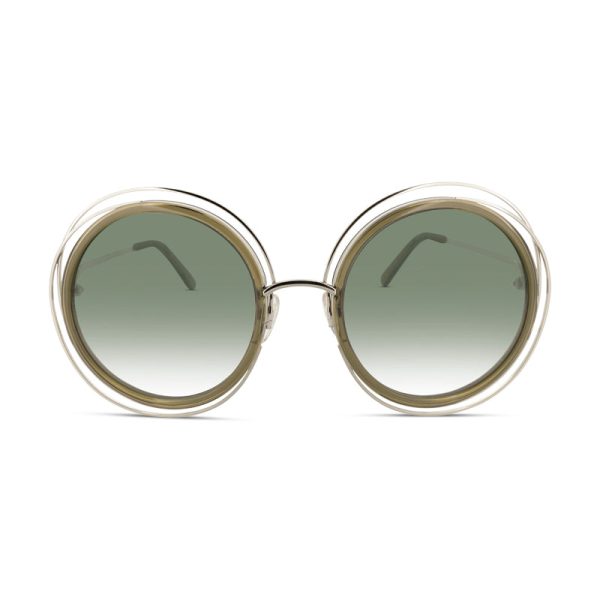 Chloe Gold Green Lens Round Sunglasses CE120S 750 (Ex Display) on Sale