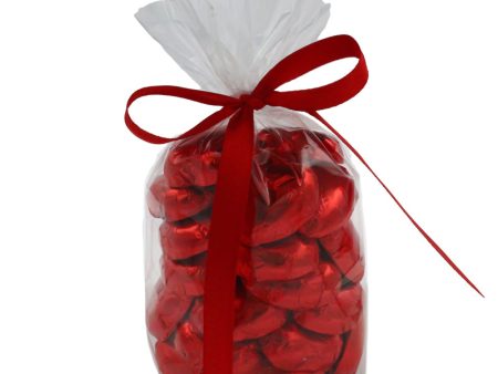 30 x Solid Milk Chocolate Hearts (Red) on Sale