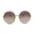 Chloe Gold Metal Frame Brown Lens Round Sunglasses CE114ST 743 (Ex Display) Supply