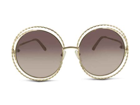 Chloe Gold Metal Frame Brown Lens Round Sunglasses CE114ST 743 (Ex Display) Supply