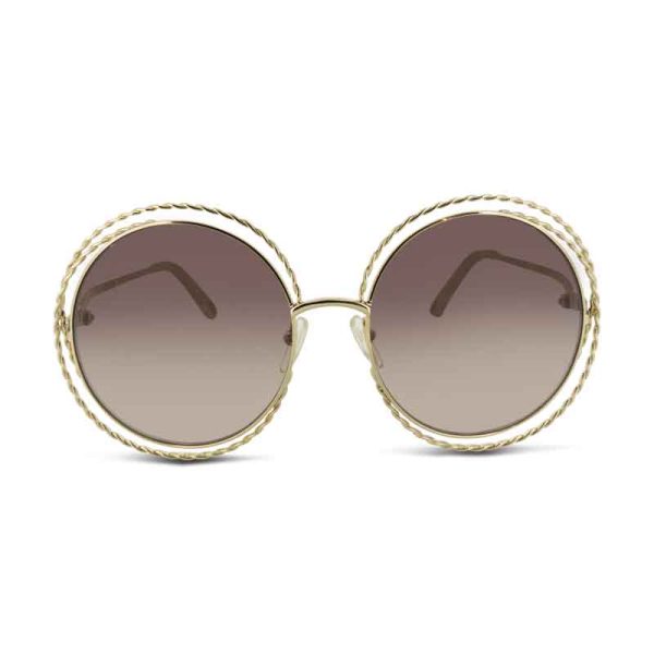 Chloe Gold Metal Frame Brown Lens Round Sunglasses CE114ST 743 (Ex Display) Supply