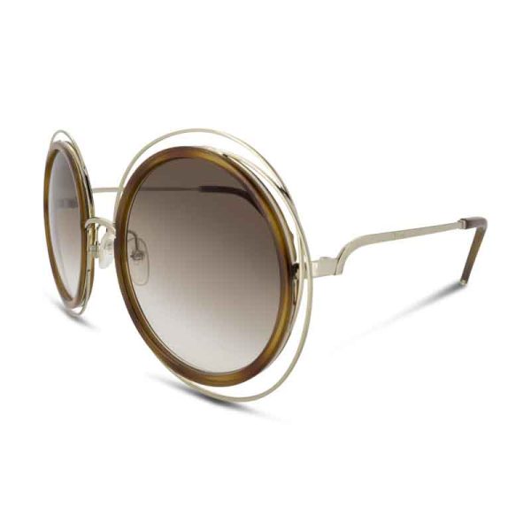 Chloe Gold Metal Frame Brown Round Sunglasses CE120S 736 (Ex Display) Online