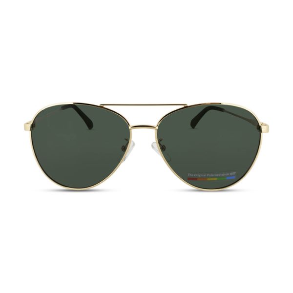 Polaroid Gold & Green Pilot Men s Sunglasses PLD 4142 (Ex Display) Cheap