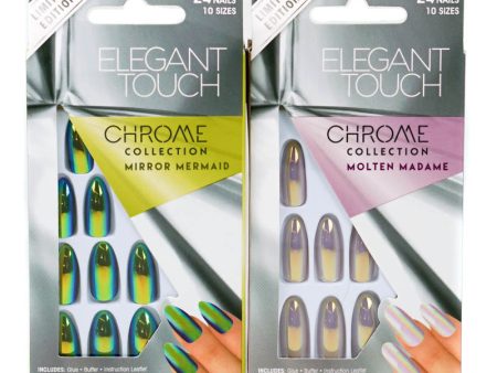 2 x Elegant Touch Chrome Collection False Nails Online now